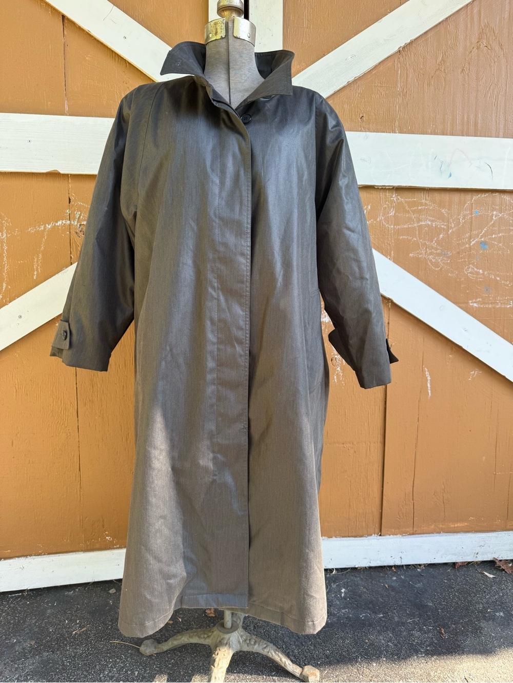 Classic Women's Long Trench Coat in Charcoal Gray